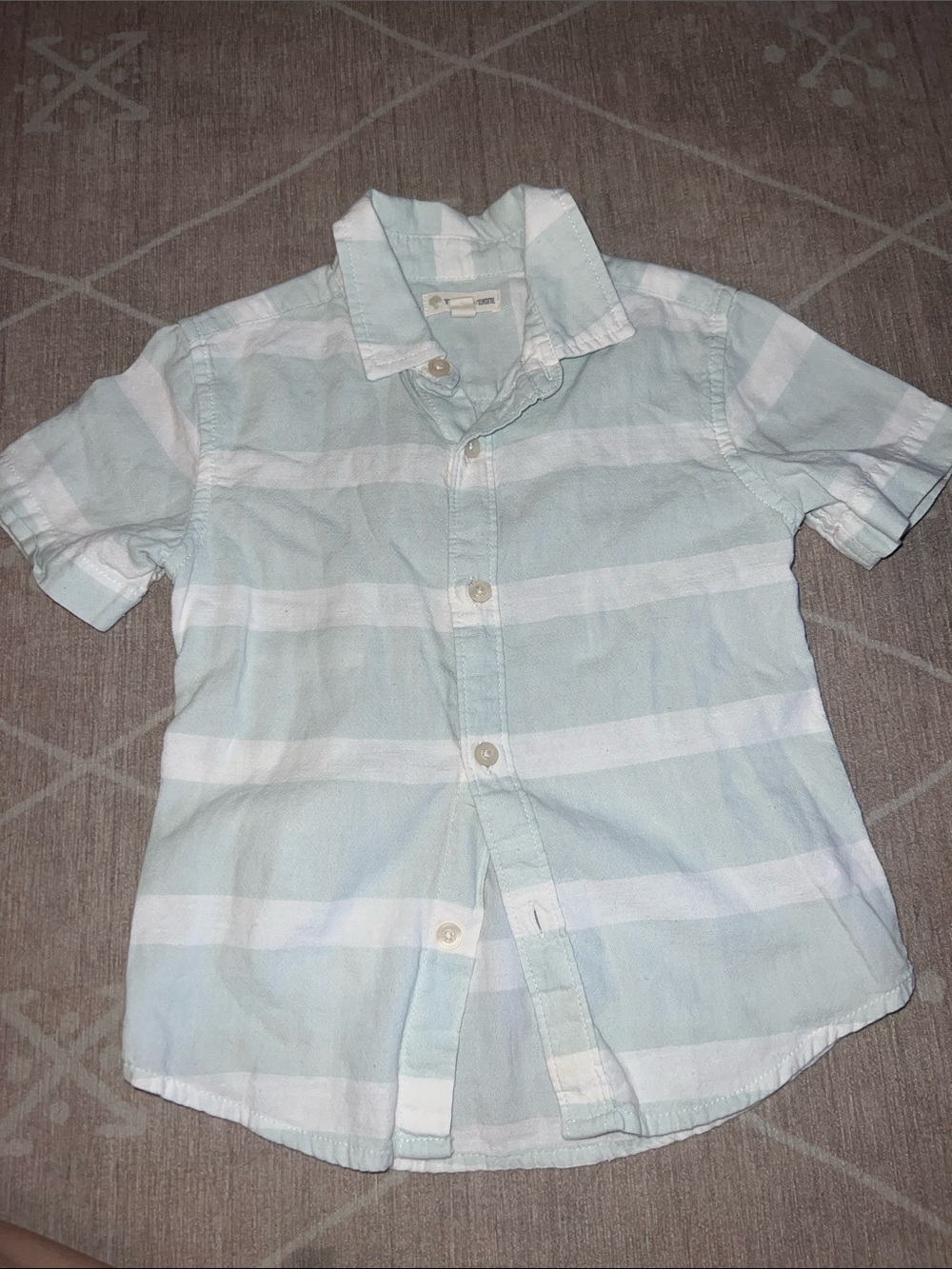 Tucker + Tate Light Blue and White Striped Short-Sleeve Button-Up Shirt